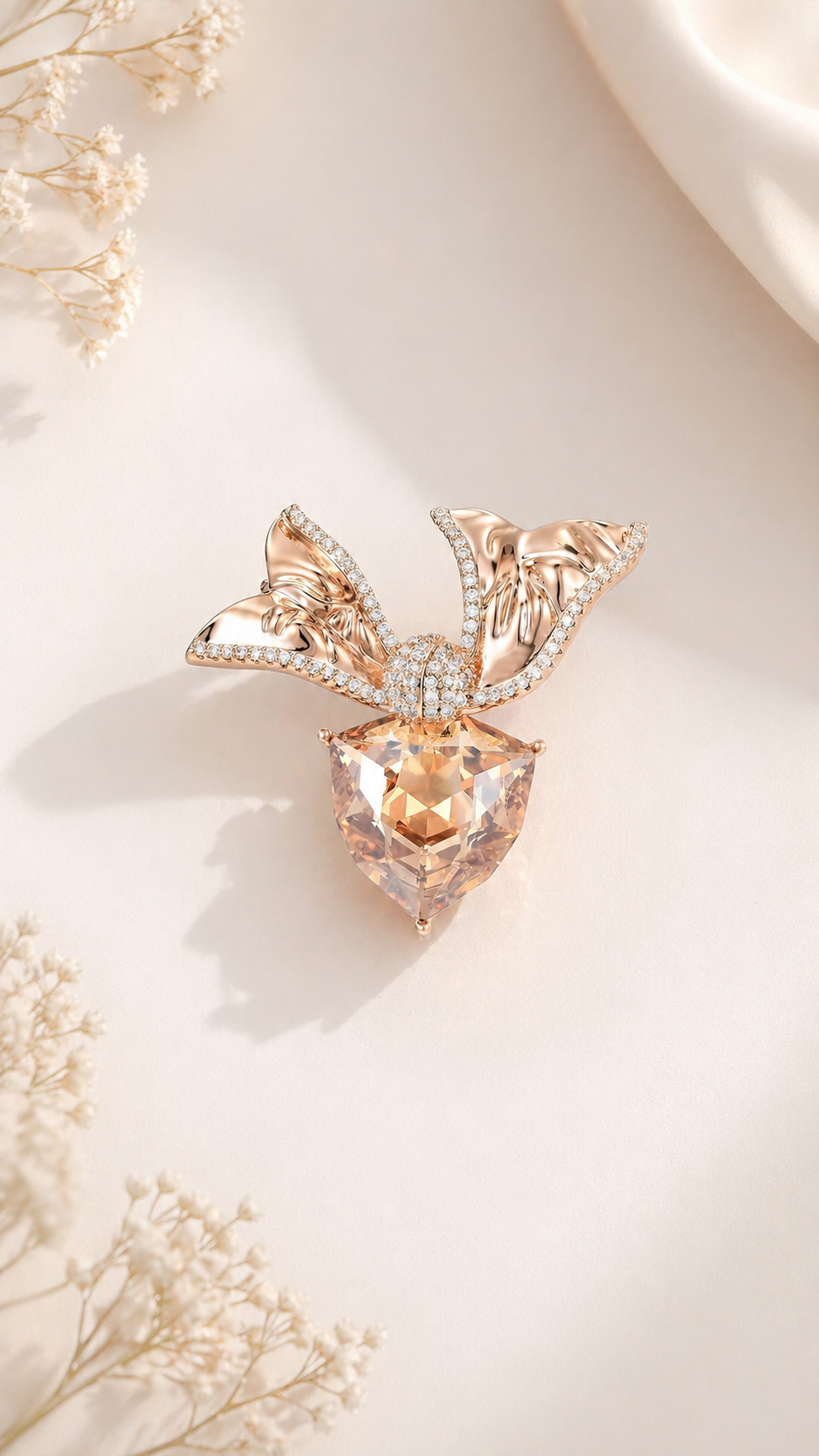 Royal Emblem - Rose Gold Morganite Butterfly Brooch