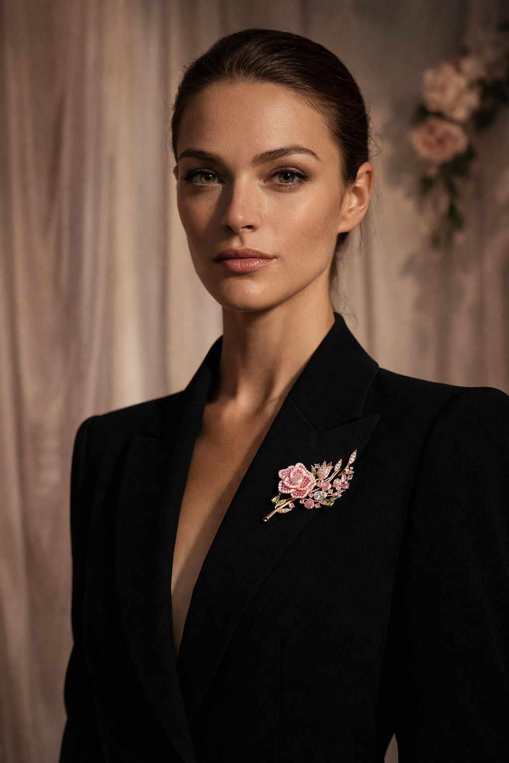 Rosé Empress - Rose Gold Crystal Floral Brooch