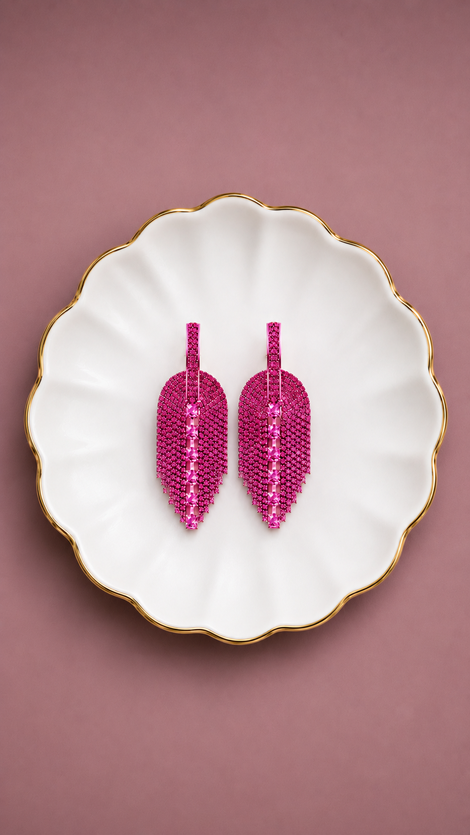 Disco Veil - Rhinestone Crystal Leaf Drop Earrings