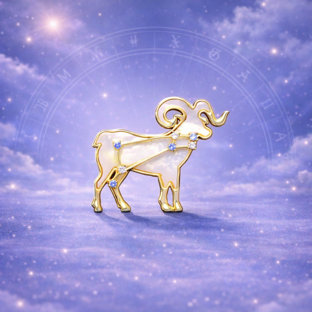 Astral Identity - Gold Zodiac Crystal Brooch