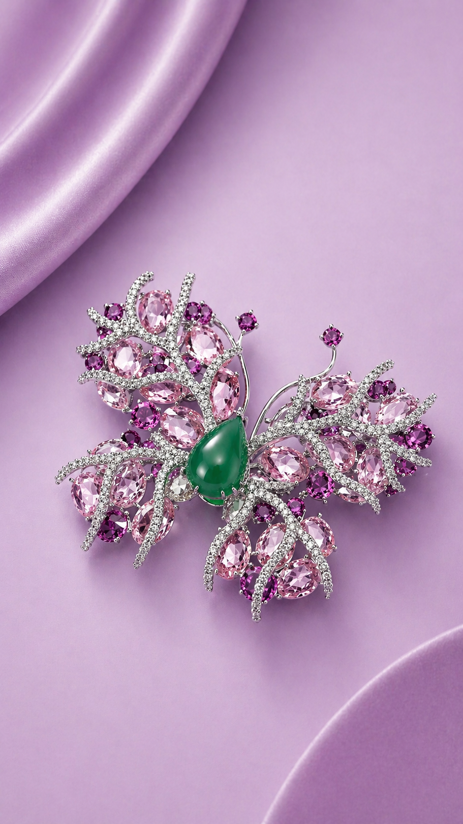 Wild Bloom - Pink Crystal Butterfly Brooch