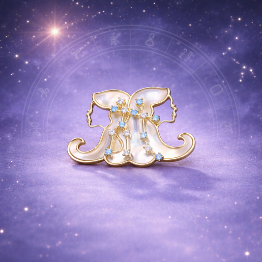 Astral Identity - Gold Zodiac Crystal Brooch