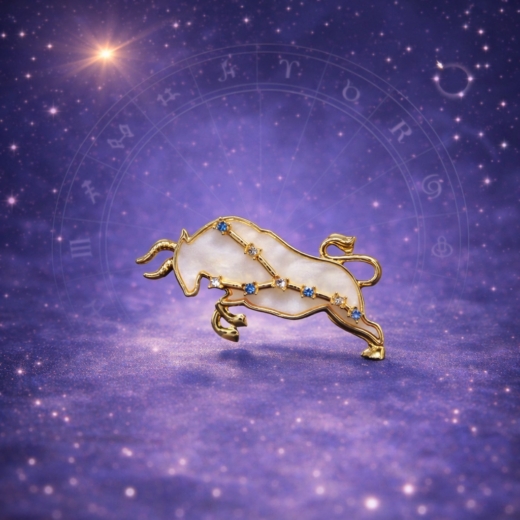 Astral Identity - Gold Zodiac Crystal Brooch