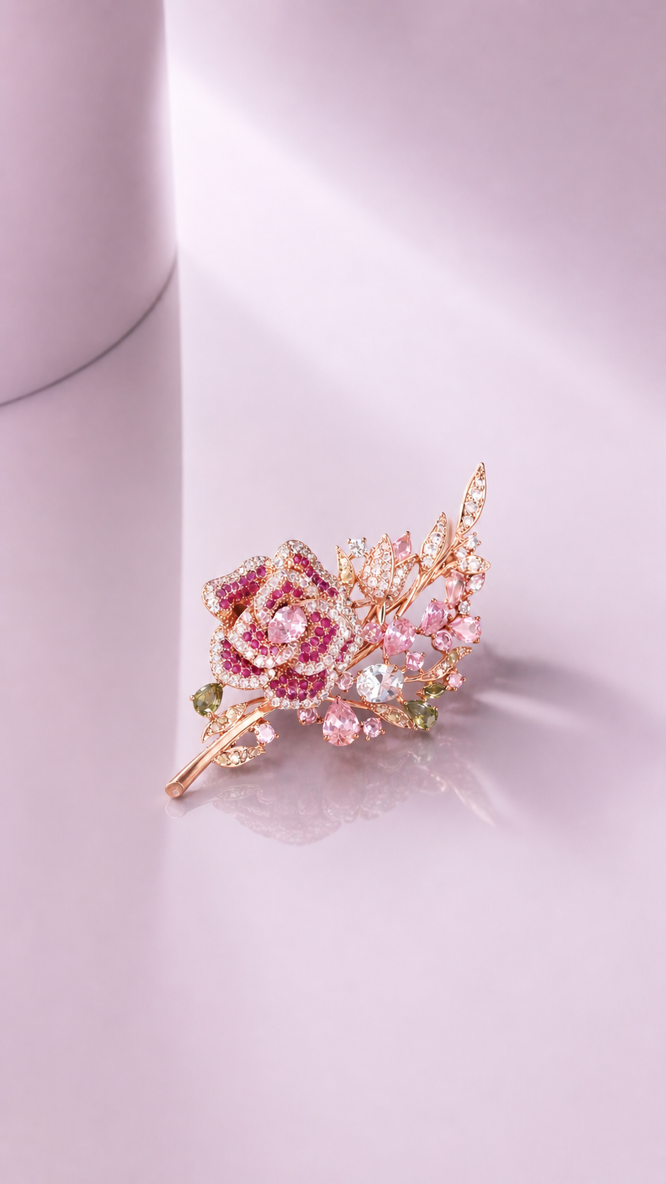 Rosé Empress - Rose Gold Crystal Floral Brooch