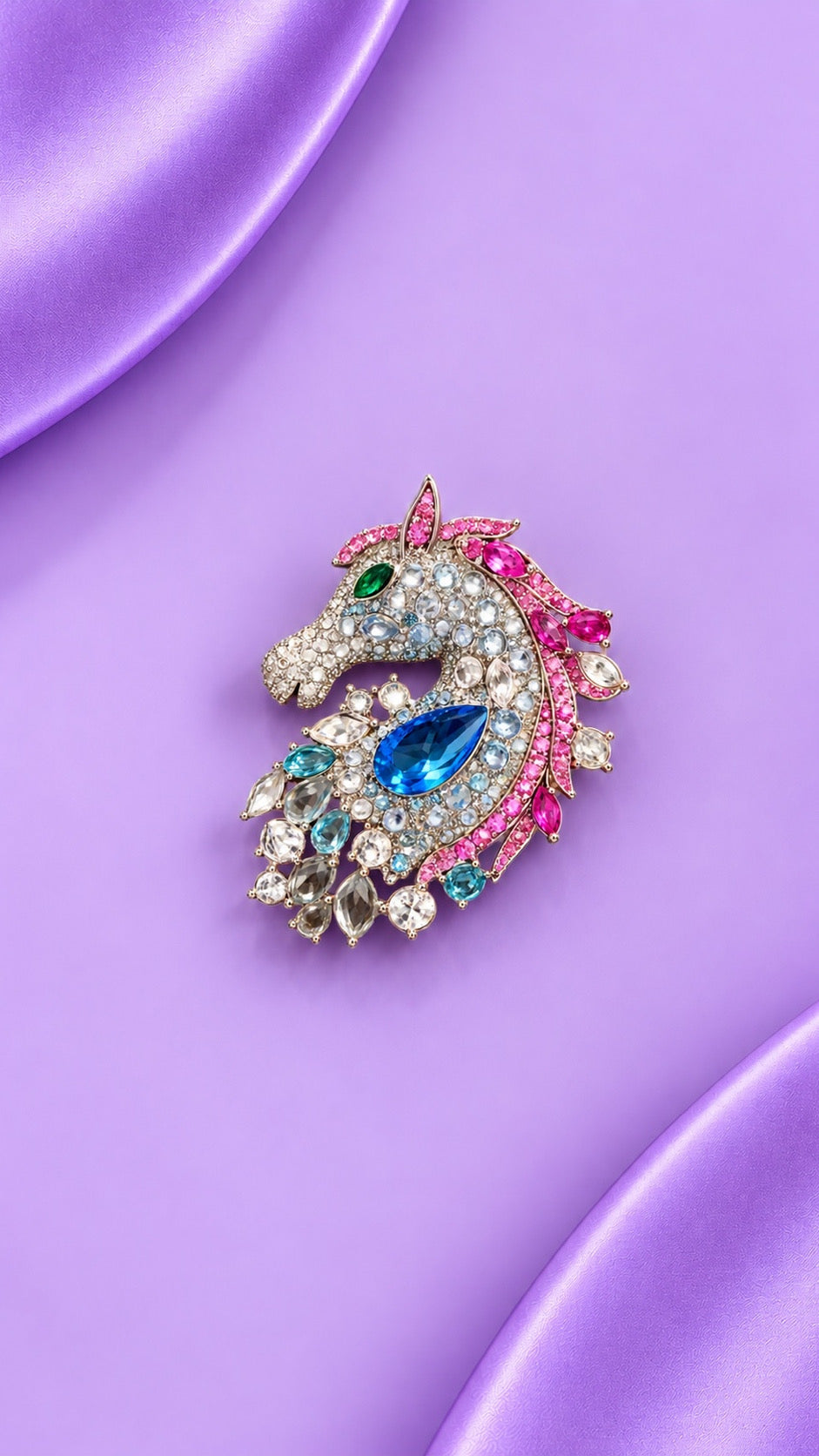 Rebel Beauty – Multicolour Crystal Horse Brooch