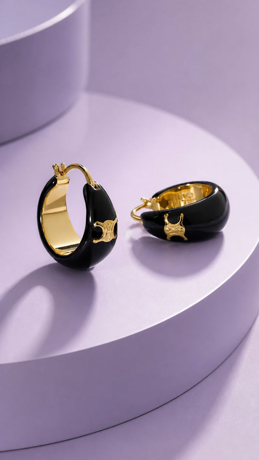 Rogue Hoop - Gold Plated Enamel Hoop Earrings