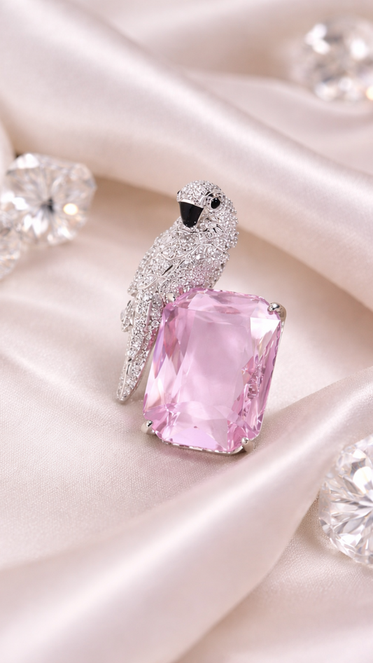 Tropical Muse - Crystal Parrot Statement Brooch
