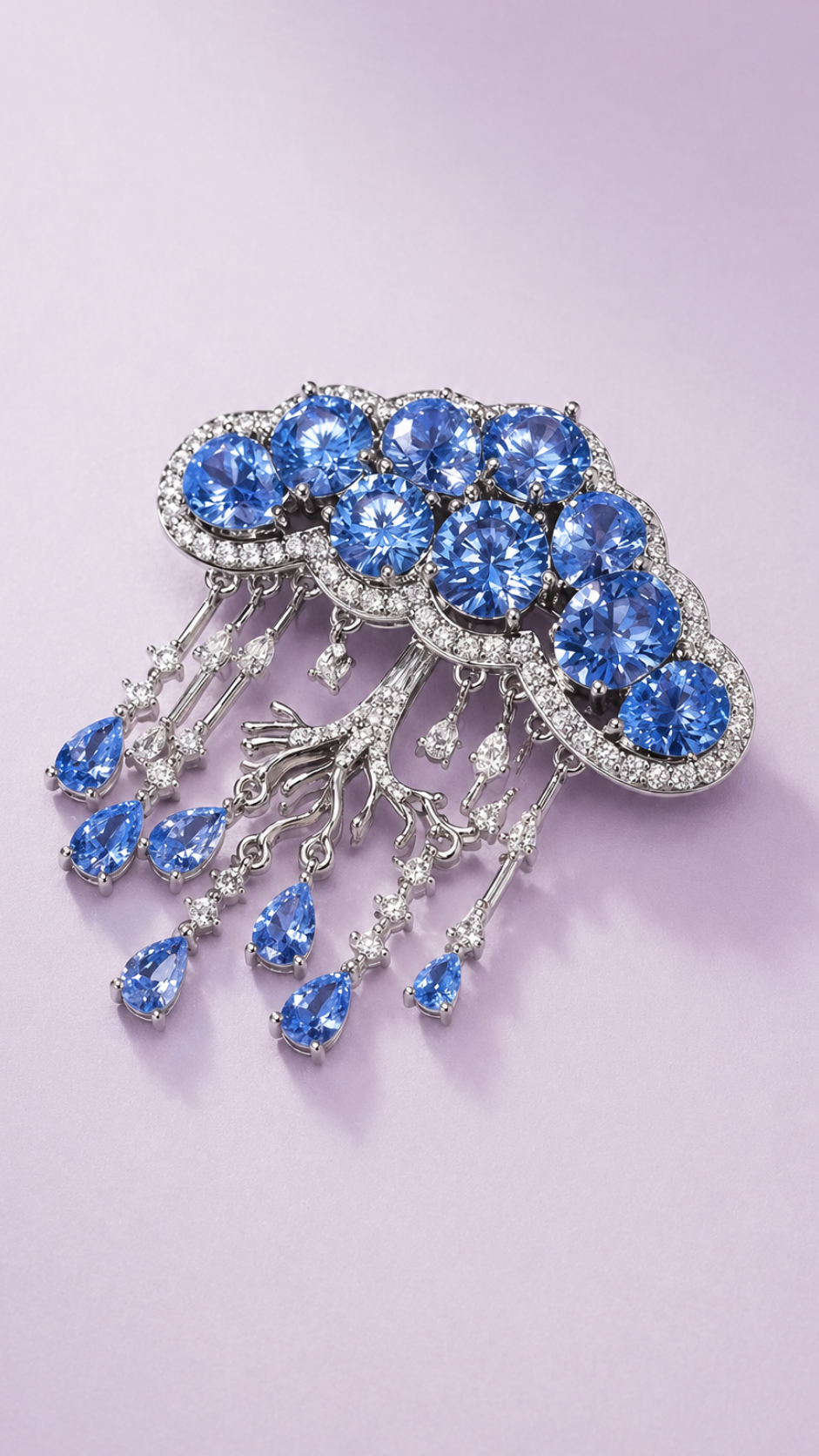 Crystal Flow - Sapphire Crystal Cloud Brooch