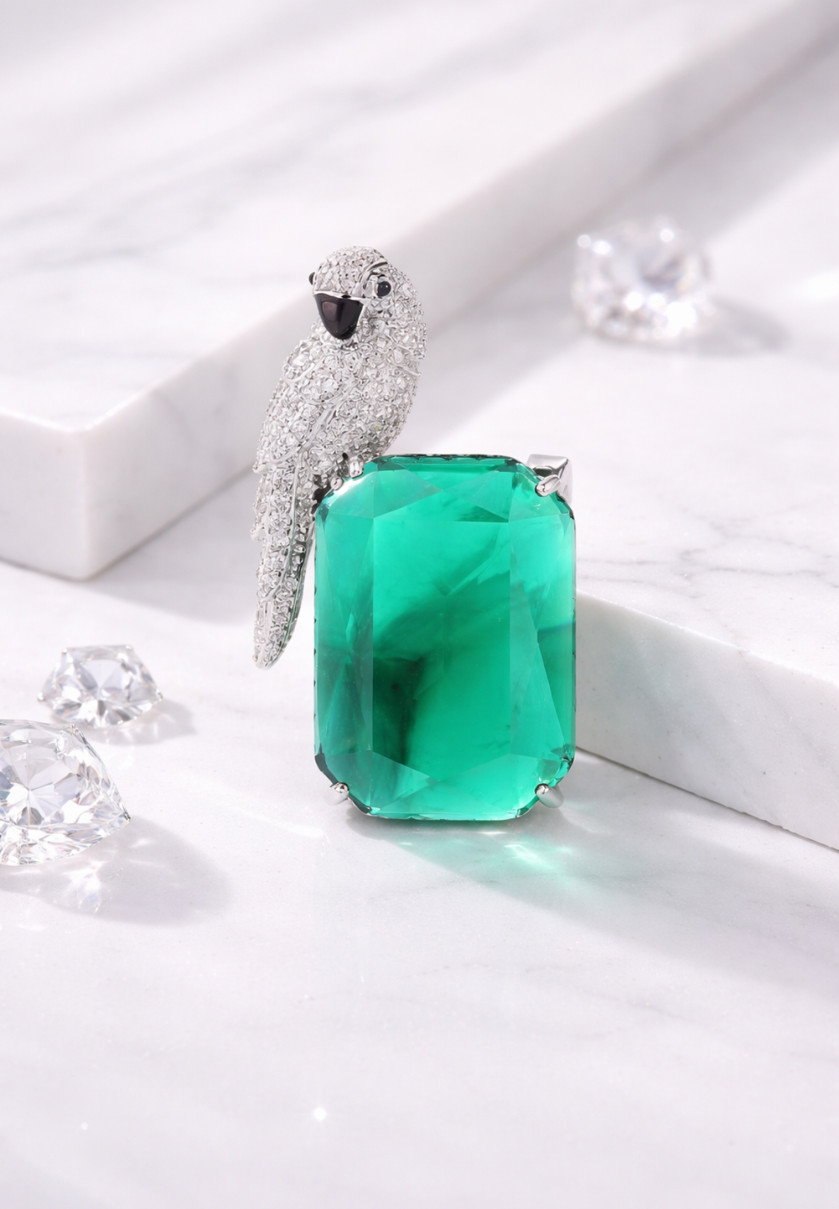 Tropical Muse - Crystal Parrot Statement Brooch