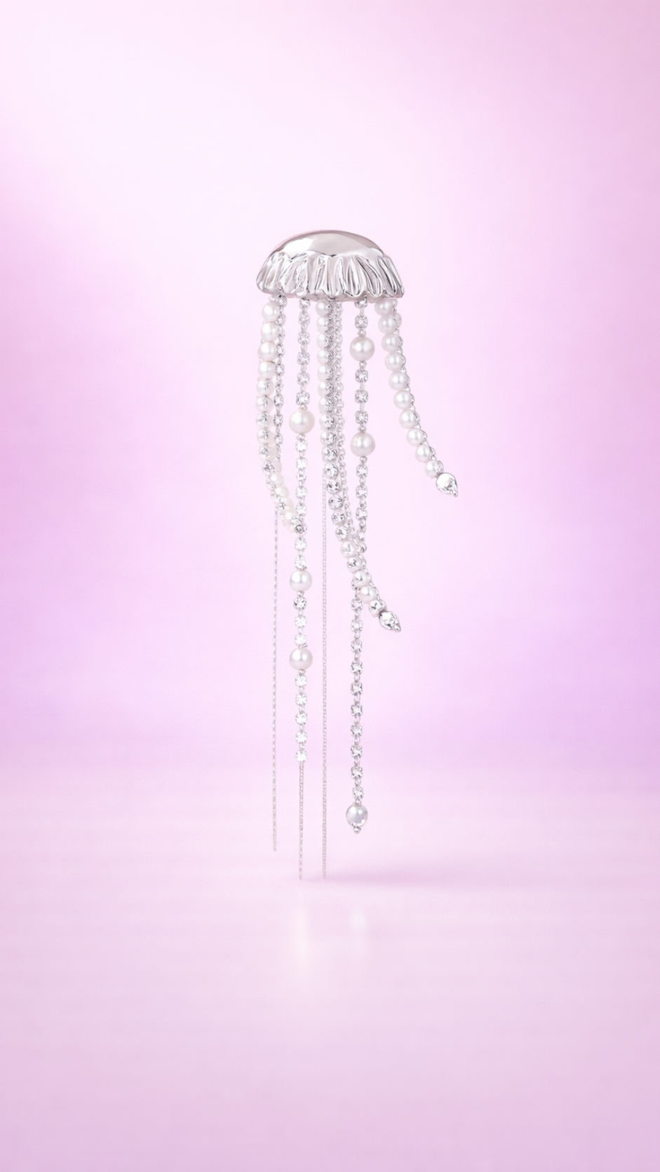 Cascade Bloom - Crystal Chain Jellyfish Brooch