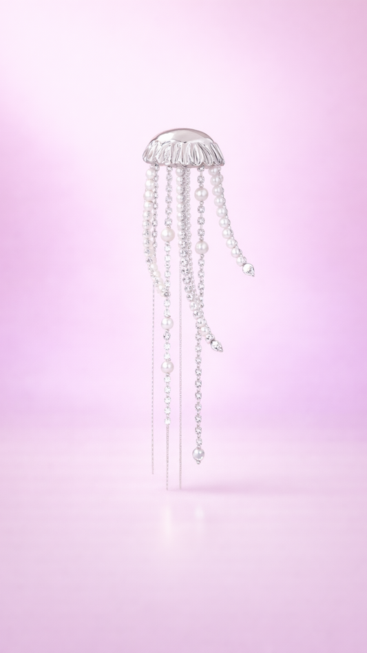 Cascade Bloom - Crystal Chain Jellyfish Brooch