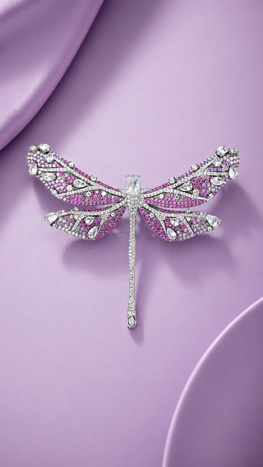 Free Spirit - Pink Crystal Dragonfly Brooch