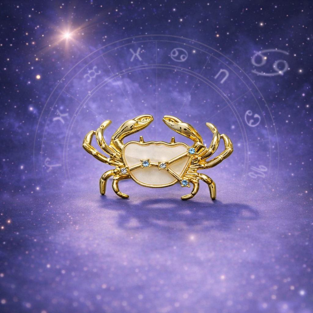 Astral Identity - Gold Zodiac Crystal Brooch