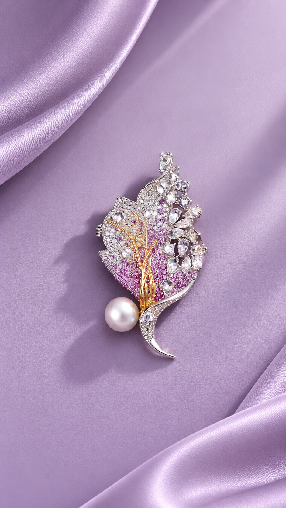 Pretty Chaos – Pink Crystal & Pearl Brooch
