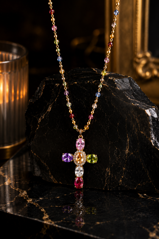 Destiny Cross - Gold Plated Crystal Cross Necklace