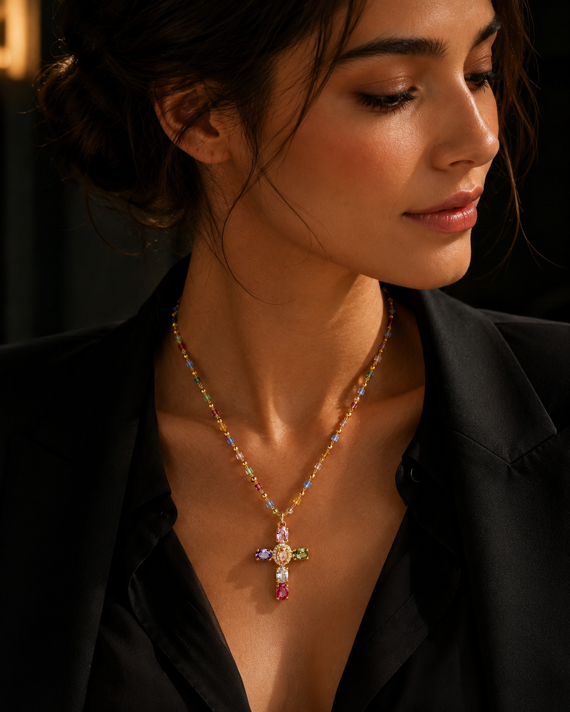 Destiny Cross - Gold Plated Crystal Cross Necklace