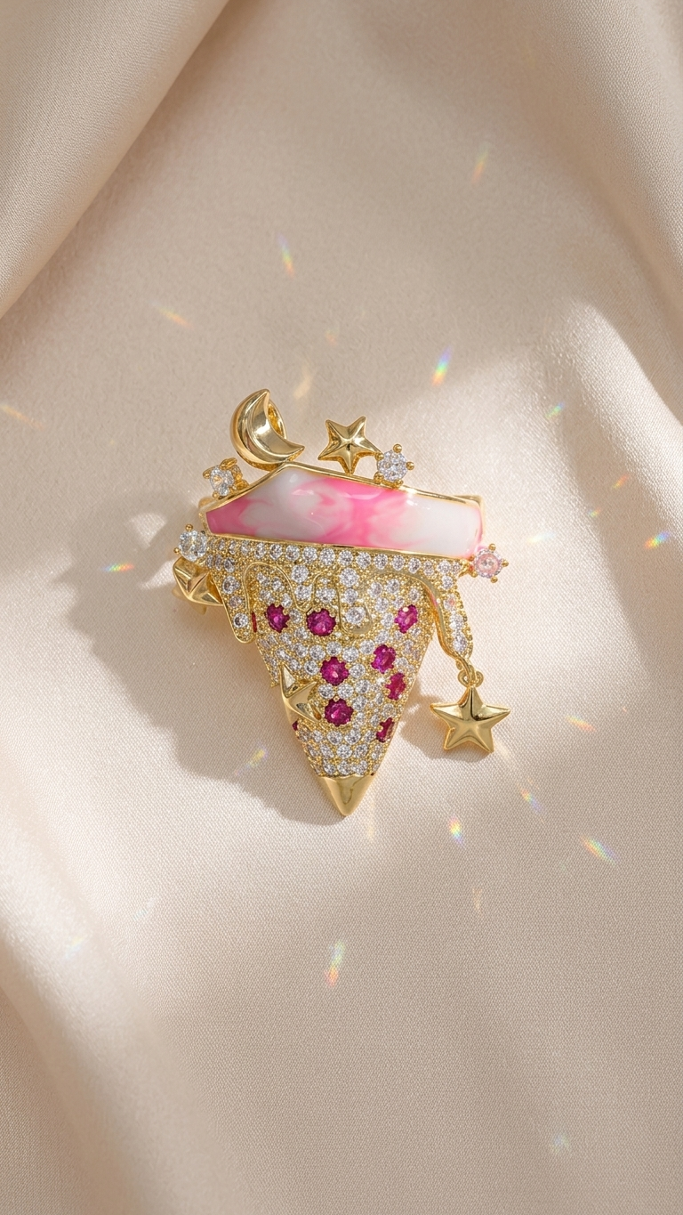 Rich Snack - Crystal Ice Cream Cone Brooch