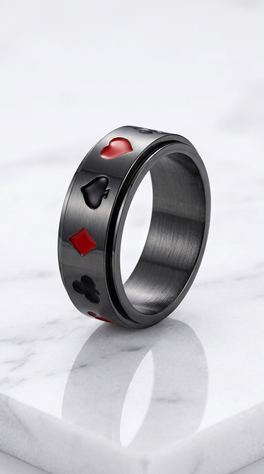 Wild Card - Playing Card Suits Spinner Ring